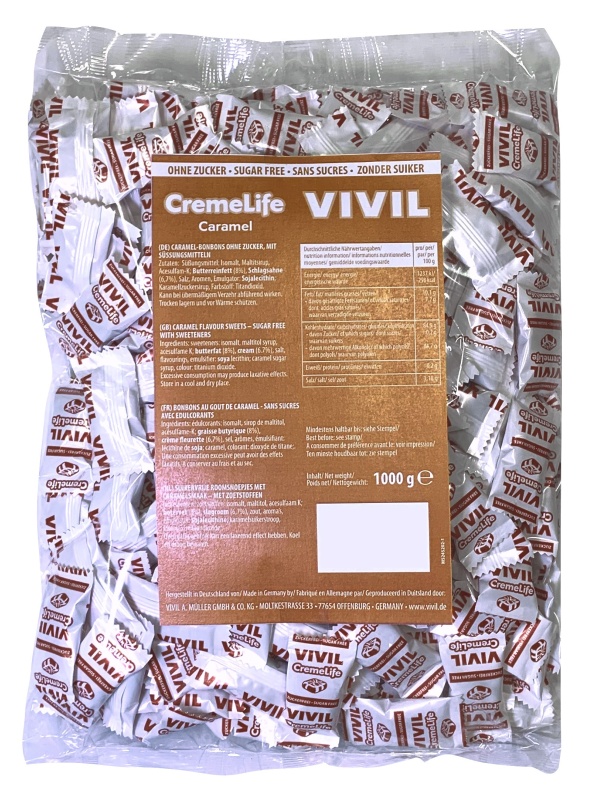Bomboane cremoase Vivil Creme Life Caramel fara zahar - 1 kg