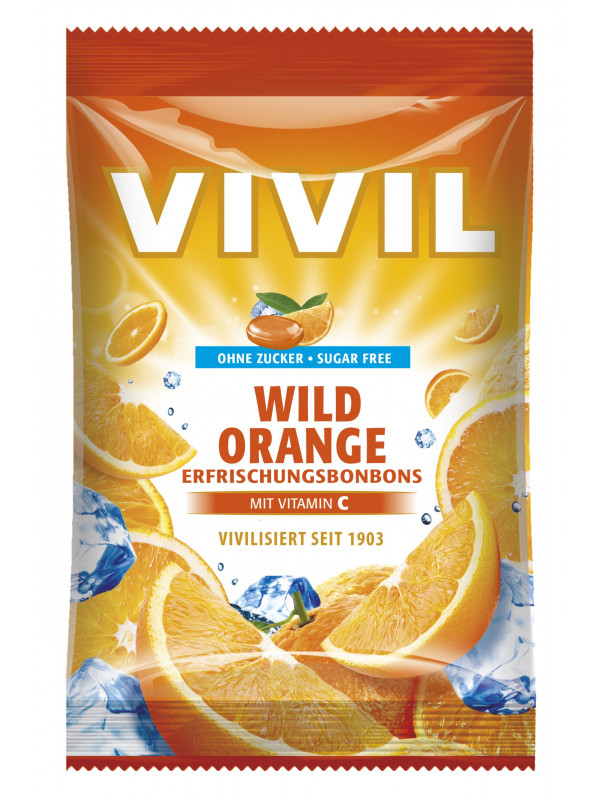 Bomboane Vivil Portocala Amara cu Vitamina C fara zahar 60g