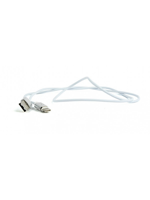 CABLU alimentare si date GEMBIRD, pt. smartphone, USB 2.0 (T) la USB 2.0 Type-C (T) (conector magnetic), 1m, alb, "CC-USB2-AMUCMM-1M"
