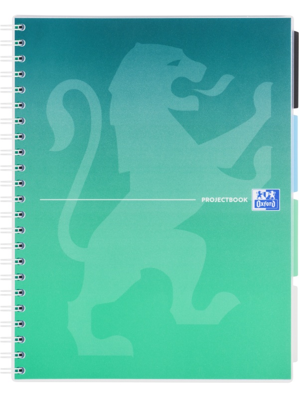 CAIET ORGANIZATOR OXFORD PROJECT BOOK, A4 80F, HARTIE OPTIK 90G/MP, SPIRA DUBLA, SCRIBZEE, COPERTA PP, PEFC, 4 SEPARATOARE COLORATE REPOZITIONABILE, MICROPERFORATII, PATRATELE, GRADIENT CLASSIC DIVERSE CULORI