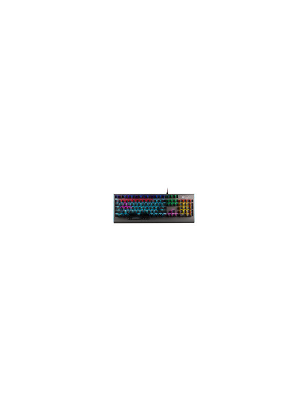 CANYON Interceptor GK-8, Wired multimedia gaming keyboard with lighting effect, 20pcs rainbow LED & 19pcs RGB light, Numbers 104keys, EN double injection layout, cable length 1.8M, 446*160*40mm, 0.98kg, color Dark grey