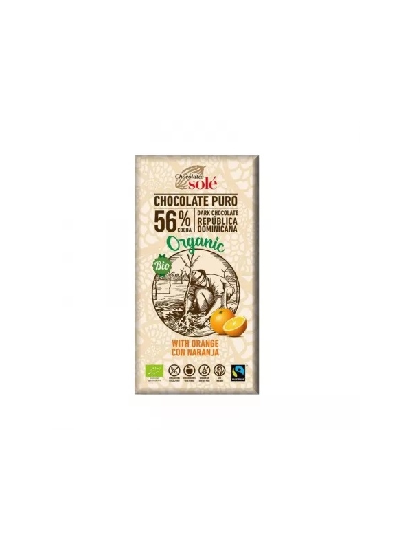 CIOCOLATA NEAGRA 56%CACAO CU PORTOCALE ECO 100GR