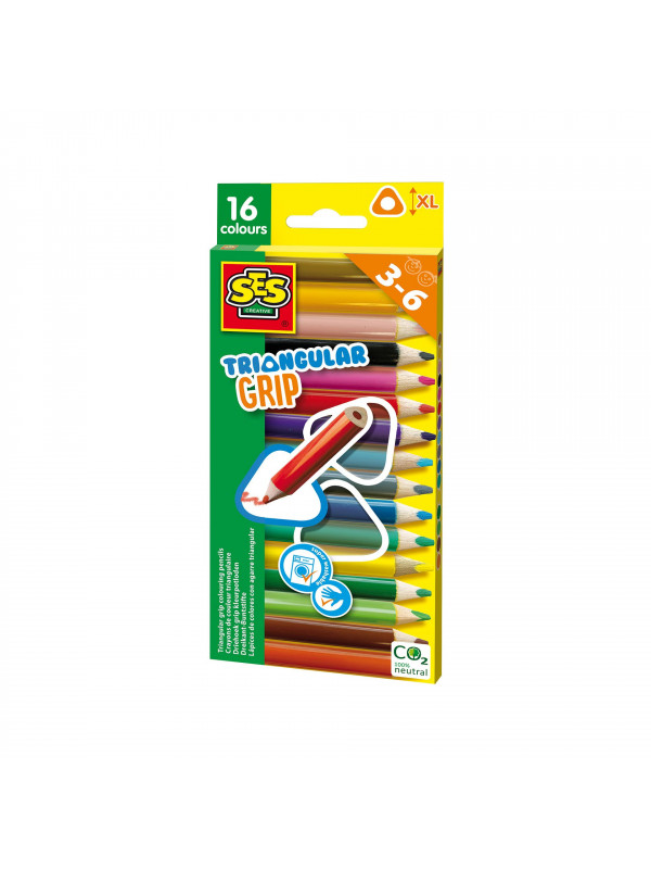 Creioane colorate triunghiulare XL - 16 bucati