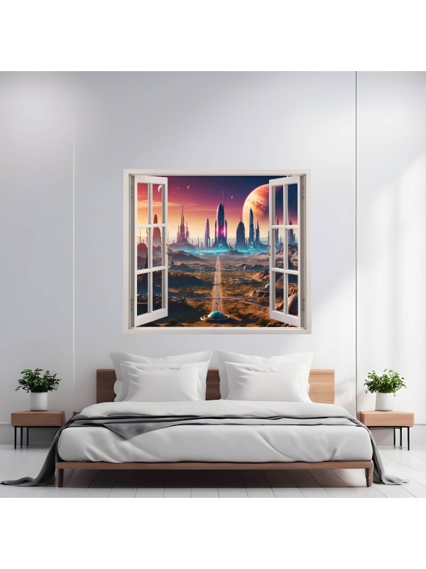 Folie imprimata color pentru decor perete locuinta, dimensiune 125 x 110cm, model: VIEW TO HAVEN 03