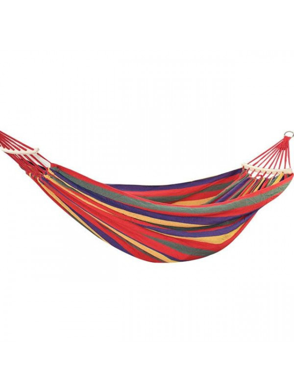 Hamac Multicolor Simplu (1 persoana), 190 x 80 cm, cu bara de 40 cm - ROSU