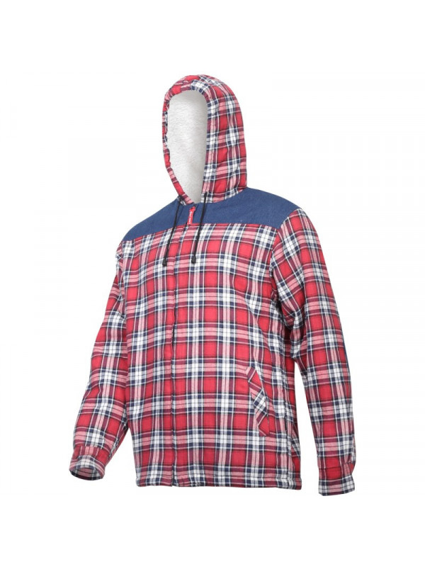 Jacheta flanel cu carouri captusita / rosu - xl