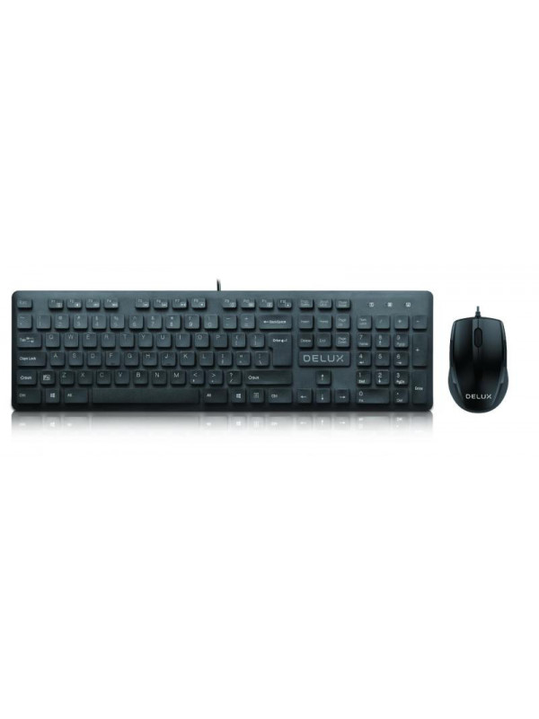 Kit TASTATURA si Mouse DELUX, "KA150U", cu fir, 105 taste format standard, mouse , 3/1 butoane, negru, "KA150UKIT" (include TV 0.75 lei)