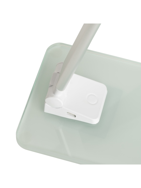 LAMPA UNILUX LED POPY, DESIGN CONTEMPORAN, MOD LAMPA DE NOAPTE, CABLU USB, PORTABILA, BAZA STABILA STICLA 0.8CM, ALUMINIU/STICLA, CULOARE ALB