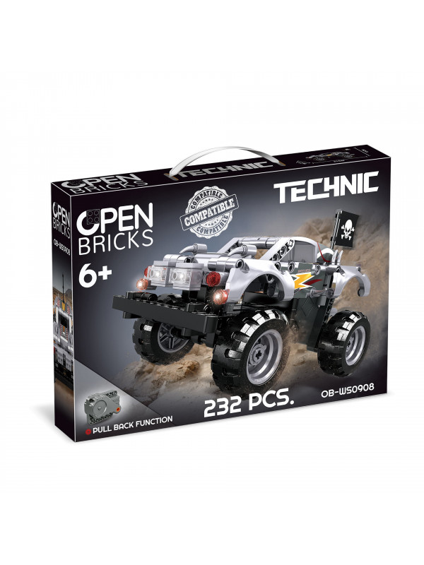 Monster truck argintiu tip lego tehnic de constructie (232 piese)