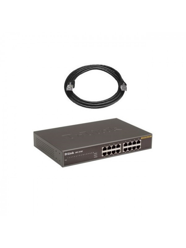 Pachet Switch D-Link DES-1016D + 16 cabluri retea 2m