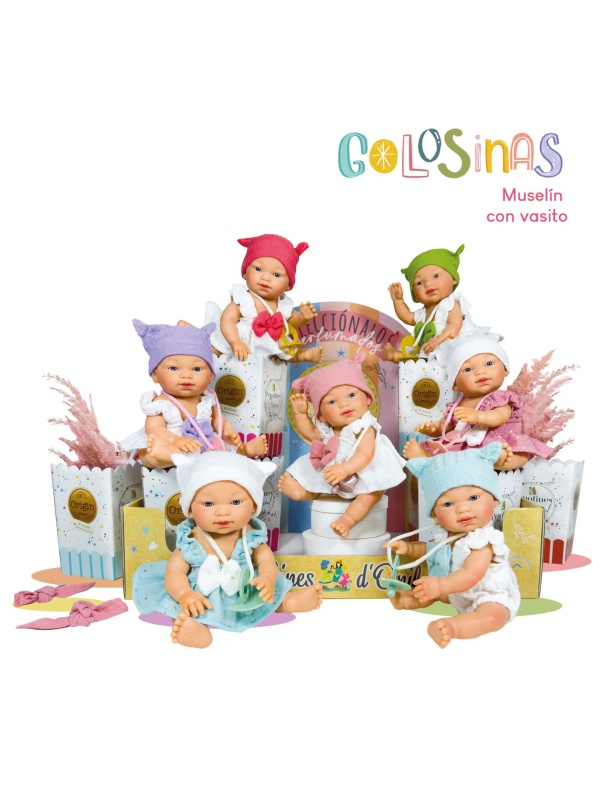 Papusa Nines D'Onil, Colectia Golosinas, in cutie, cu miros de vanilie, 26 cm (2024)
