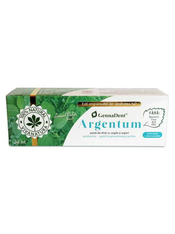 PASTA DINTI GENNADENT ARGENTUM (argila,cupru si argint coloidal) 50ml VIVA NATURA