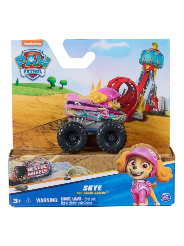 PATRULA CATELUSILOR PUP SQUAD RACERS RESCUE WHEELS VEHICUL METALIC SKYE SCARA 1:55