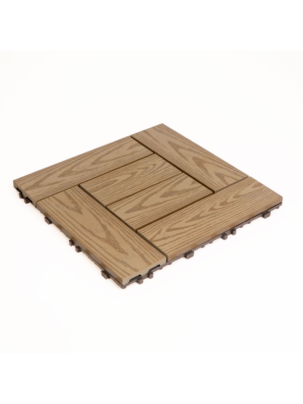 Plăci paviment 6 lamele - 30 x 30 cm - maro deschis, model lemn - 11 buc/pachet