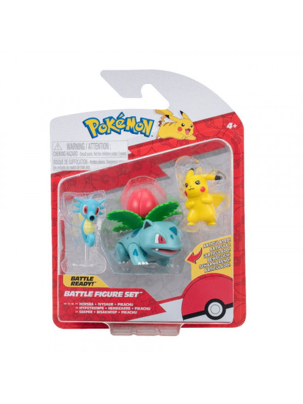 Pokemon - Set 3 figurine de actiune, (Pikachu #2 & Horsea & Ivysaur) S16