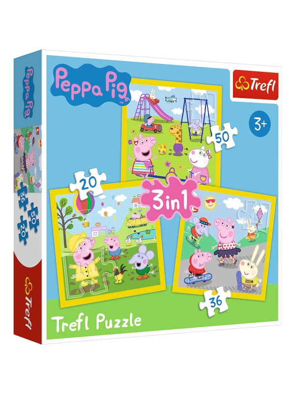 PUZZLE TREFL 3IN1 PEPPA PIG O ZI ANIVERSARA