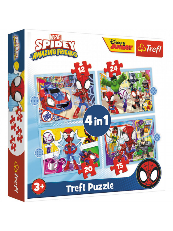 Puzzle trefl 4in1 spiday echipa spiday