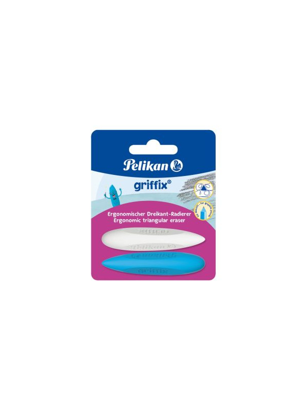 RADIERA GRIFFIX, CULORI ALB/ALBASTRU, SET 2 BLISTER