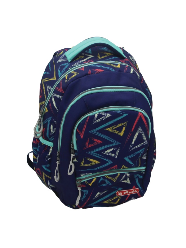 RUCSAC HERLITZ ZIPPER PRO: ERGONOMIC, SPATIOS, POLIESTER RECICLAT REZISTENT LA APA, BRETELE AJUSTABILE, BANDA/FERMOARE REFLECTORIZANTE, MOTIV TRIANGLE