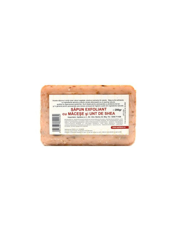 SAPUN EXFOLIANT CU MACESE SI UNT DE SHEA 200gr APIDAVA