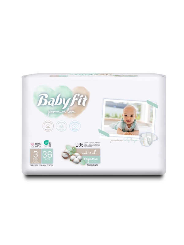 Scutece bebelusi nr. 3 Midi x 36 buc BABY FIT ECO