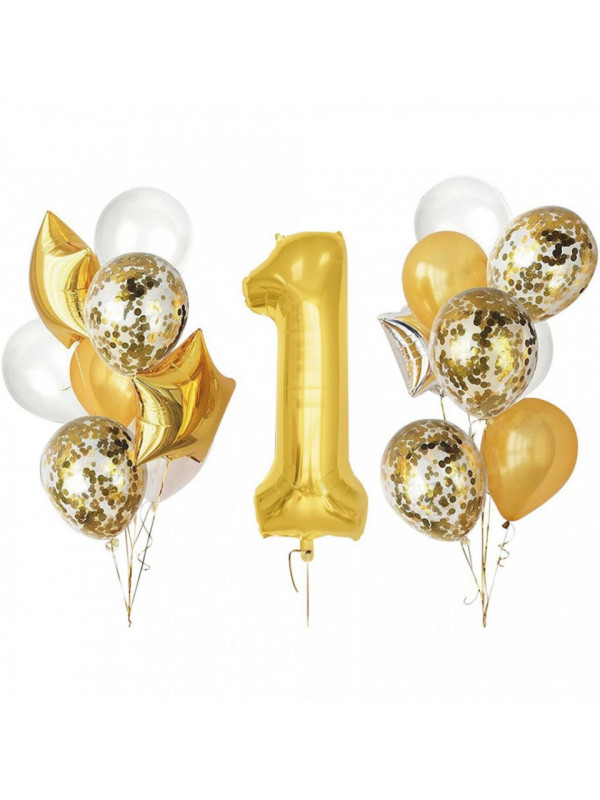 "Set 16 baloane aniversare 1 an - Auriu"