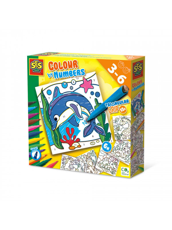 Set creativ - Deseneaza pe numere, 6 planse