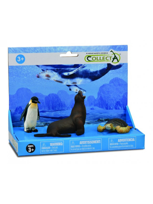 Set de 3 figurine pictate manual Foca, Pinguin si Testoasa