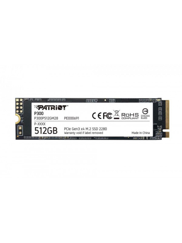 SSD PATRIOT, P300, 512GB, M.2, PCIe Gen3.0 x4, 3D TLC Nand, R/W: 1700 MB/s/1100 MB/s MB/s, "P300P512GM28"