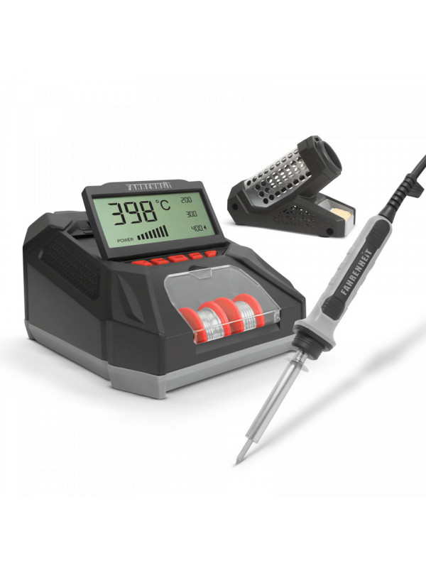 Stație digitală de lipit - cu display LCD, vârf de lipit, tablă și burete - 230 V - Fahrenheit