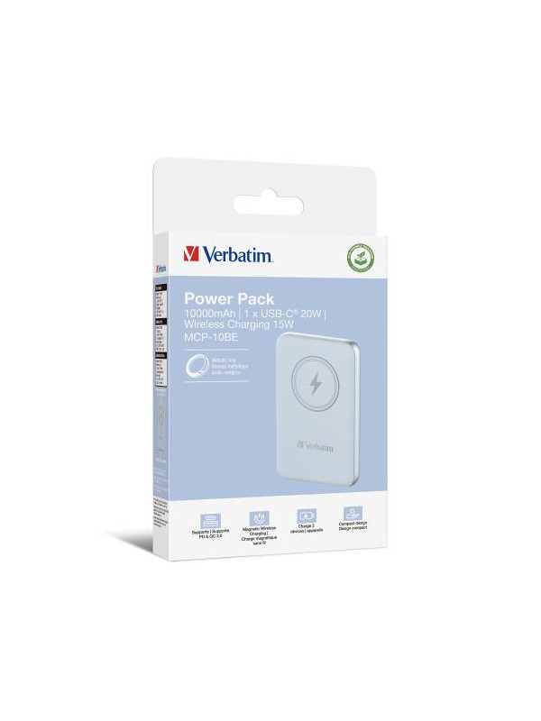 Verbatim PowerPack 10000mAh Magnetic Wireless MCP-10BE Blue
