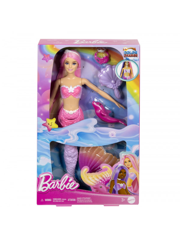 BARBIE COLOR CHANGE PAPUSA SIRENA CU PAR ROZ