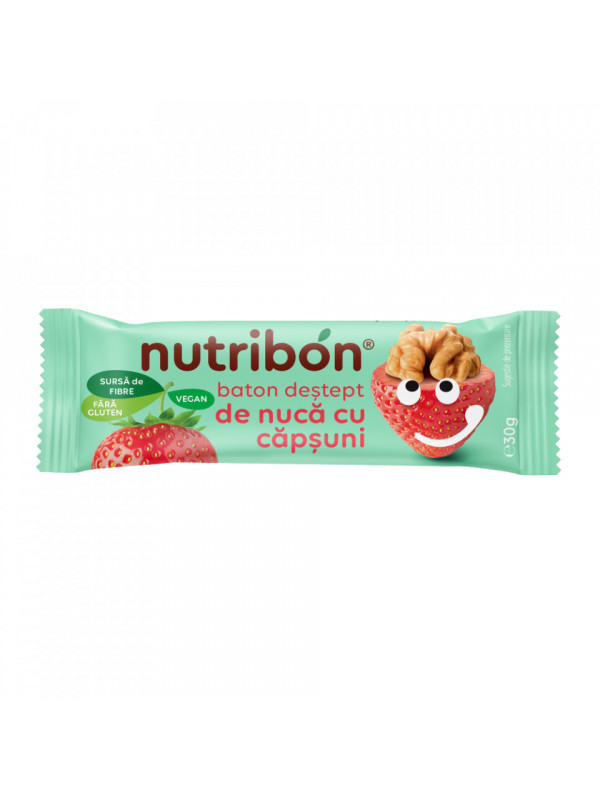 Baton vegan de nuca si capsuni fara gluten "nutribon" 30gr transilvania nuts