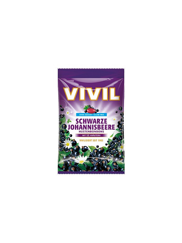 Bomboane Vivil Coacaze Negre cu vitamina C fara zahar 60g