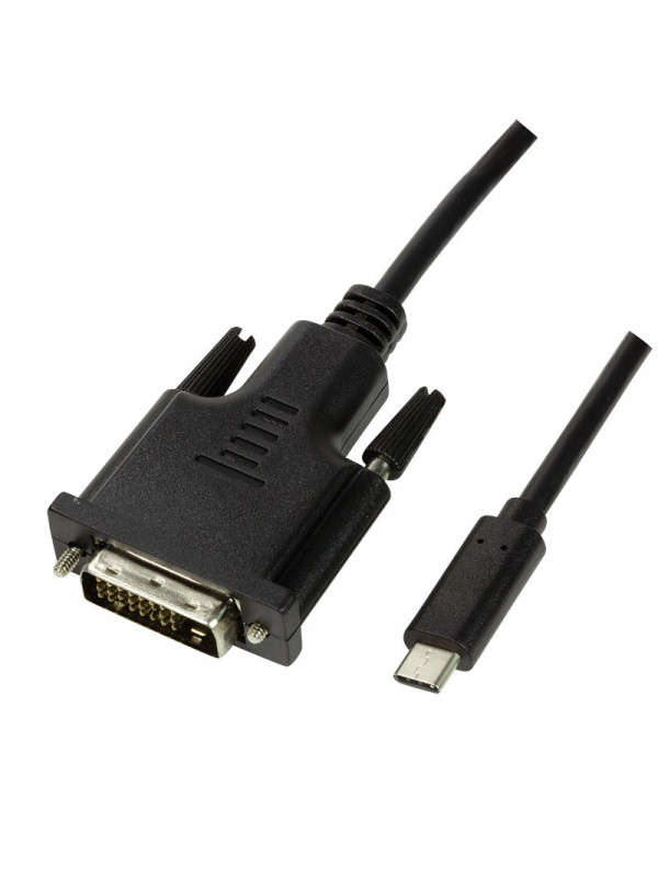 CABLU video LOGILINK, adaptor USB 3.1 Type-C (T) la DVI-D DL (T), 1.8m, rezolutie maxima Full HD (1920 x 1080) la 60 Hz, negru