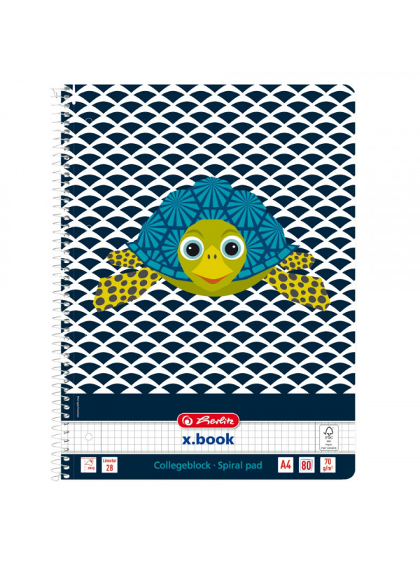 Caiet a4 80f spirala patratele cute animals motiv turtle
