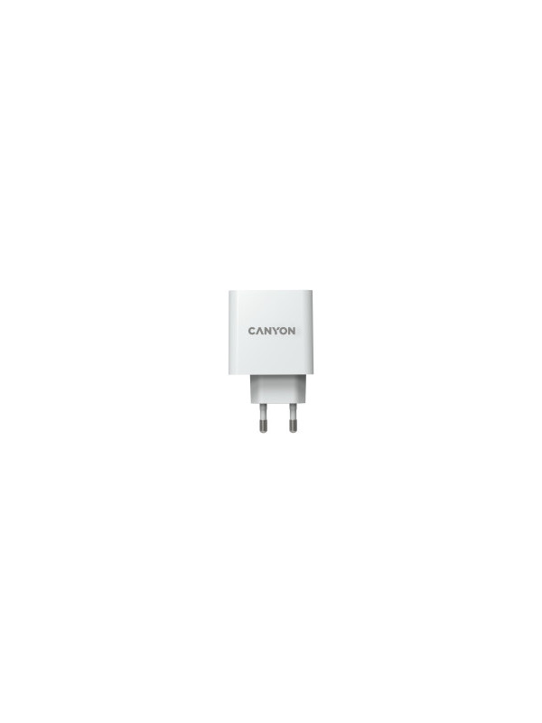 CANYON H-65, GAN 65W charger Input: 100V-240V Output: 5.0V3.0A /9.0V3.0A /12.0V-3.0A/ 15.0V-3.0A /20.0V3.25A , Eu plug, Over- Voltage , over-heated, over-current and short circuit protection Compliant with CE RoHs,ERP. Size: 53*53*29mm, 110g, White