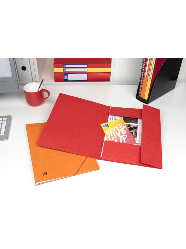 DOSAR MAPA OXFORD TOPFILE A4, CAPACITATE 200 FILE, INCHIDERE CU ELASTIC, PEFC, 3 CLAPE, INDEX, SET 10, CULOARE ROSU