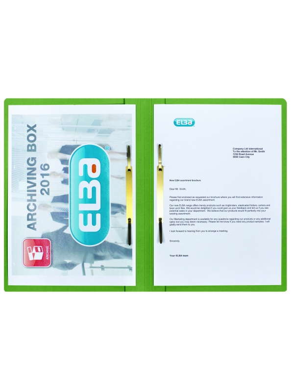 DOSAR SINA ELBA SMART A4, MECANISM DUBLU DE ARHIVARE, SINA DREAPTA/STANGA, CARTON 320G/MP, BLUE ANGEL, CAPACITATE 200 FILE, CULOARE VERDE