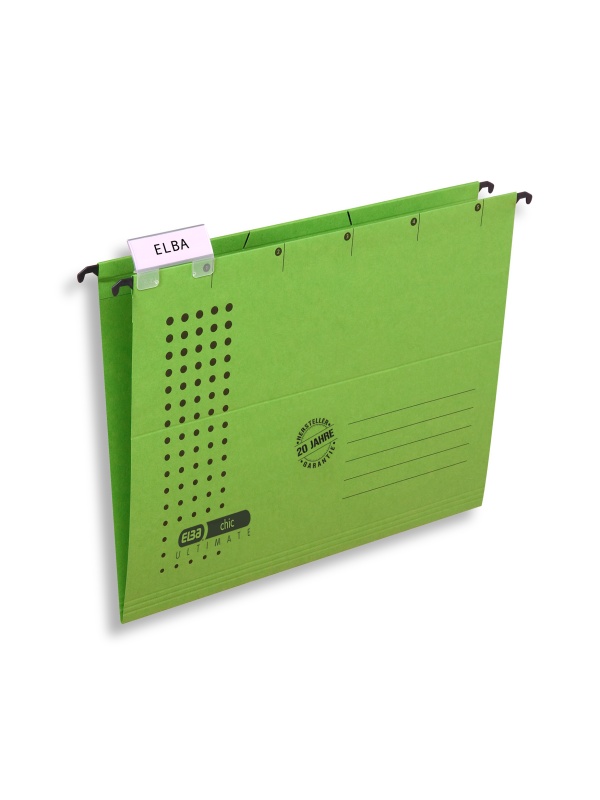DOSAR SUSPENDAT SIMPLU ELBA ULTIMATE A4, CARTON 240G/MP, BLUE ANGEL, CAPACITATE 330 FILE, CULOARE VERDE