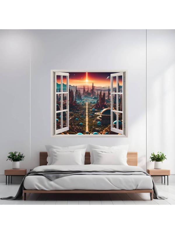 Folie imprimata color pentru decor perete locuinta, dimensiune 125 x 110cm, model: VIEW TO HAVEN 02