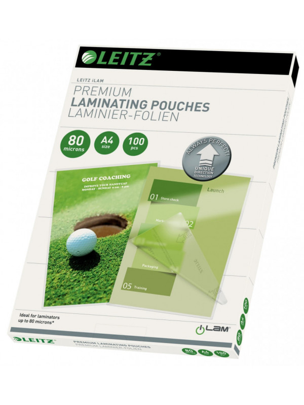 Folie Leitz UDT pentru laminare la cald, A4, 80 mic., 100buc/set