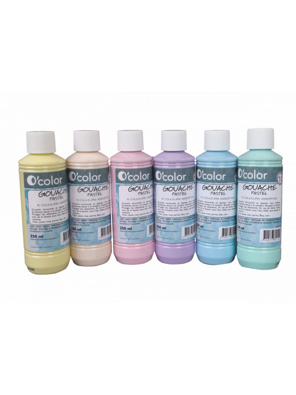 Guasa lavabila 6 x 250 ml, culori pastel