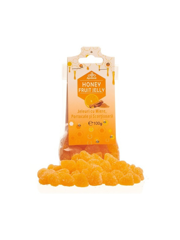 JELEURI CU MIERE,PORTOCALE & SCORTISOARA 100g APIDAVA