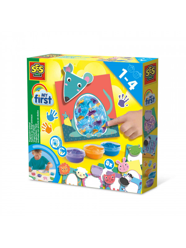My first - Set acuarele pentru degete si tablouri cu animale
