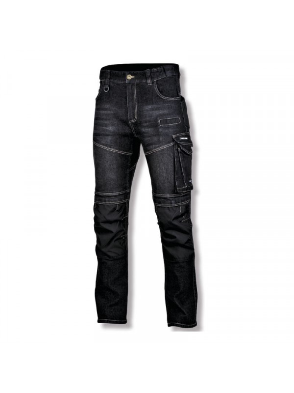 Pantalon lucru tip-blugi slim-fit elastic inchisi - s