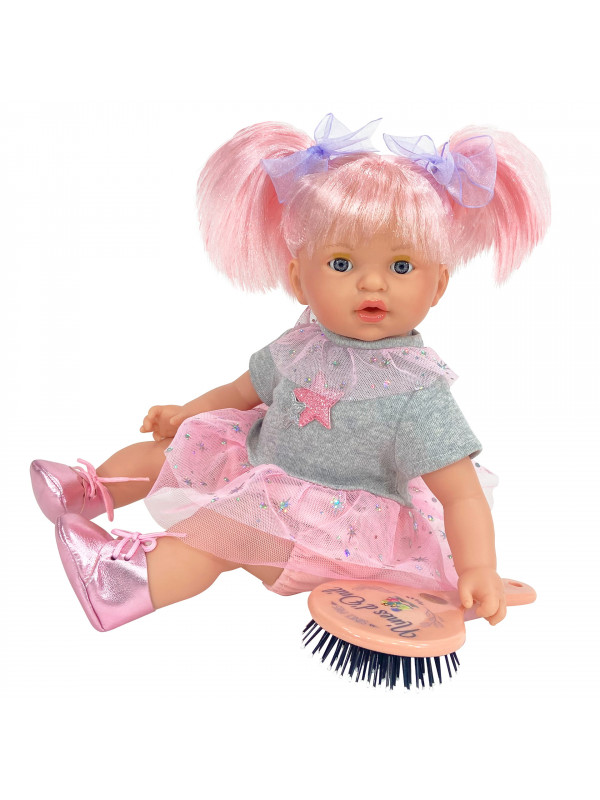 Papusa Nines D'Onil, Alex Star, cu parul roz, ambalata in cutie, cu miros de vanilie, 40 cm