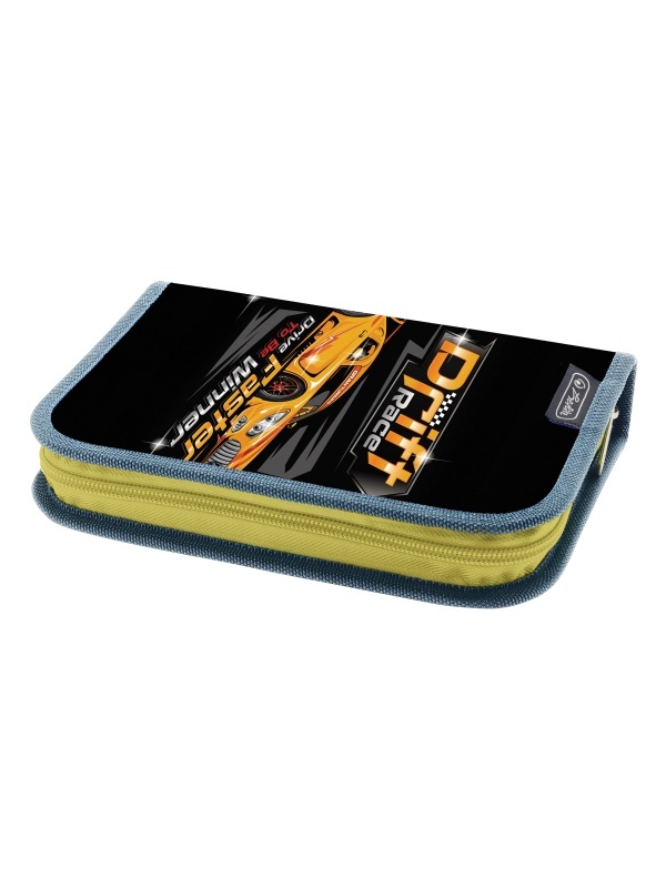 PENAR ECHIPAT 34 PIESE CU 2 CLAPE, INCLUDE ARTICOLE DE COLORIAJ, ARTICOLE PENTRU SCRIS SI STERS, FERMOAR ASCUNS, INTERIOR TEXTIL, DIMENSIUNE 13.5 X 19.5 X 3.5 CM, MOTIV DRIFT