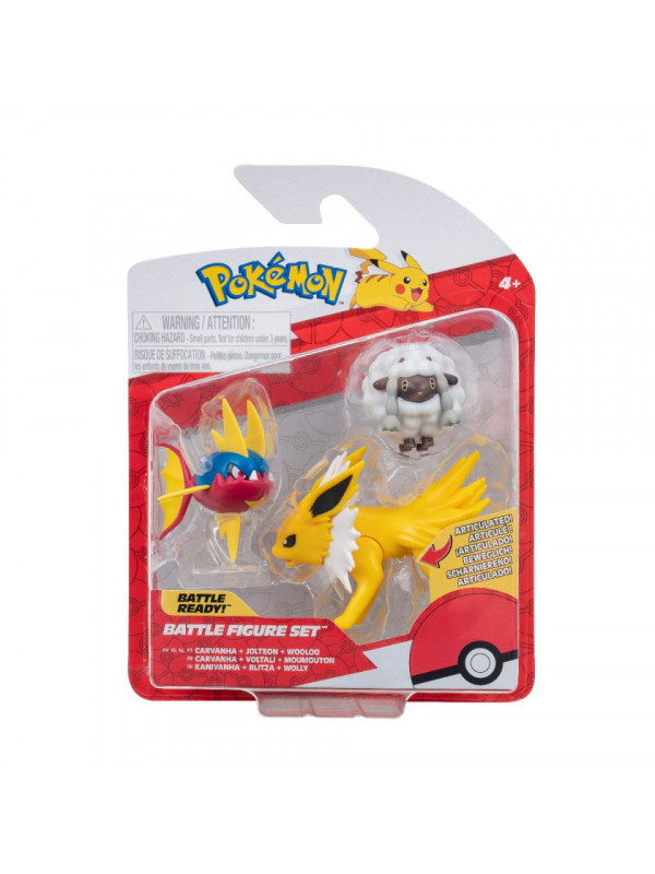 Pokemon - Set 3 figurine de actiune, (Wooloo & Carvanha & Jolteon) S16
