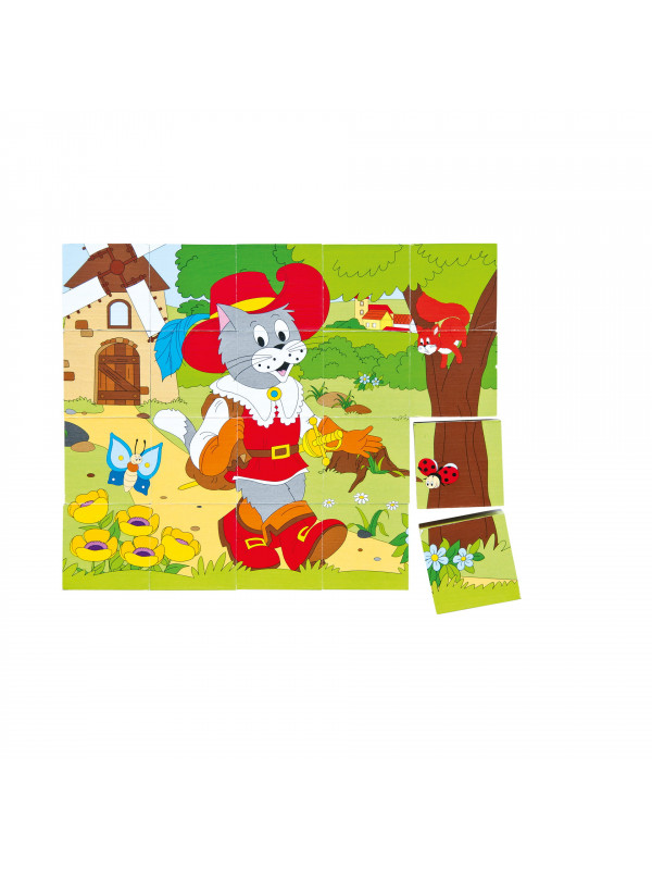 Puzzle din lemn cuburi - Basme 4 x 5